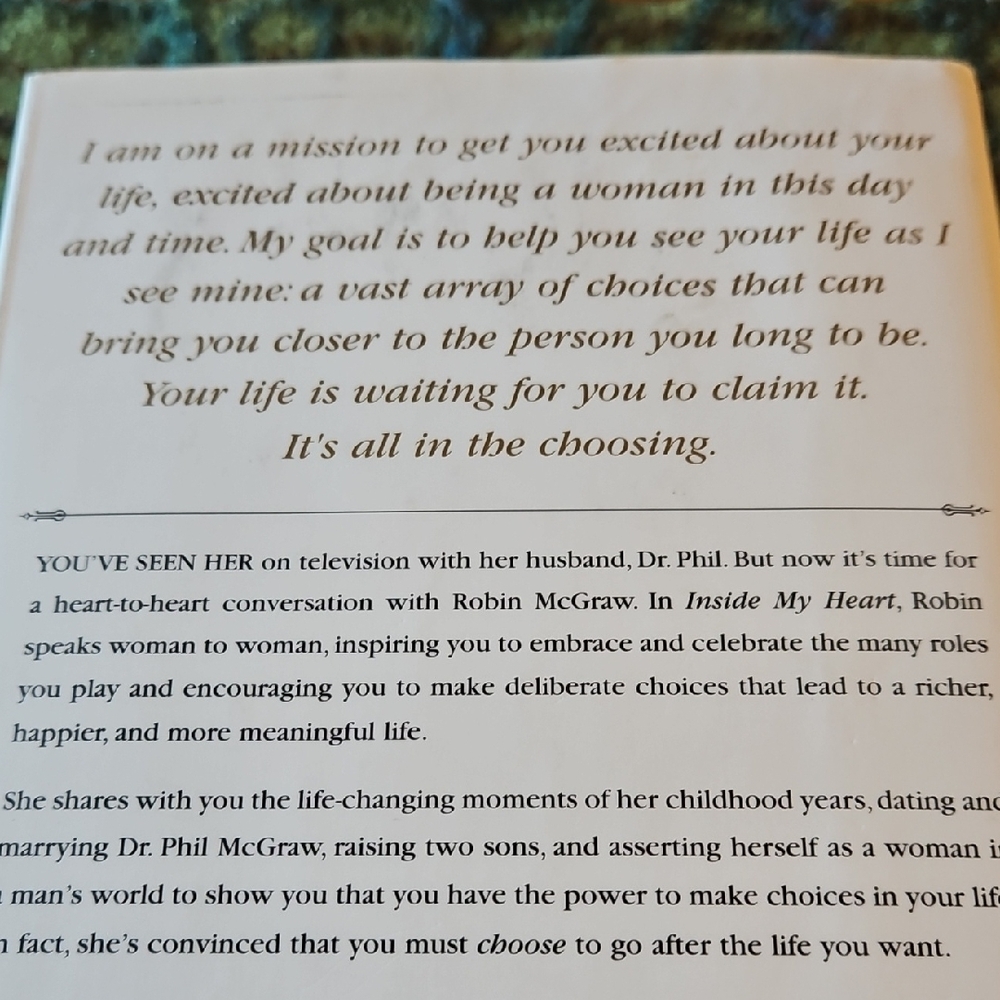 4 For $10 Robin McGraw 'Inside My Heart' Book - Picture 3 of 5